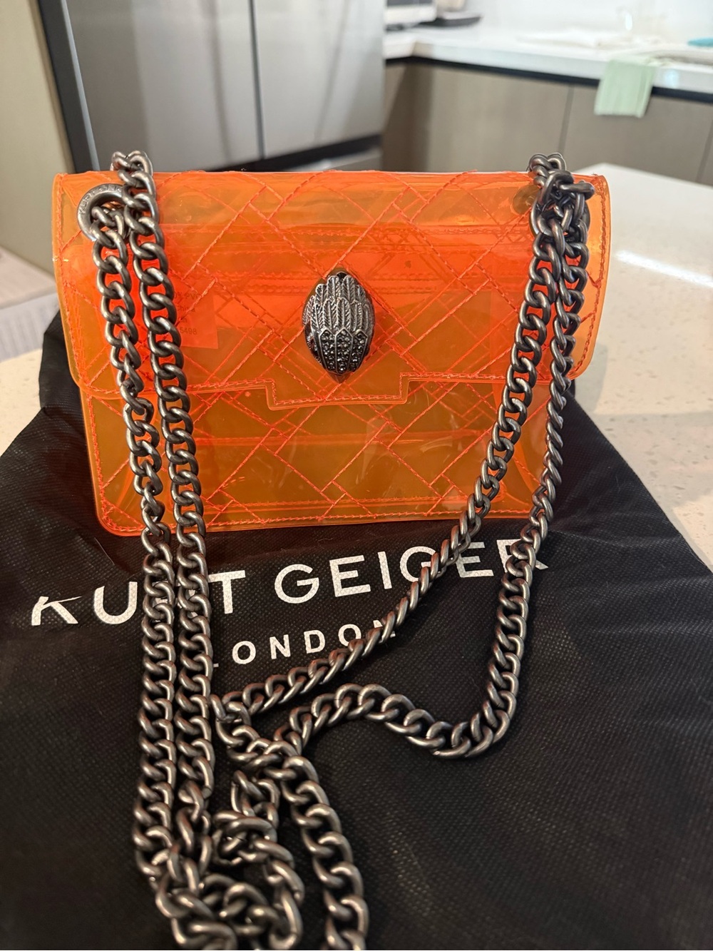 Kurt Geiger Orange small Chain Shoulder Bag